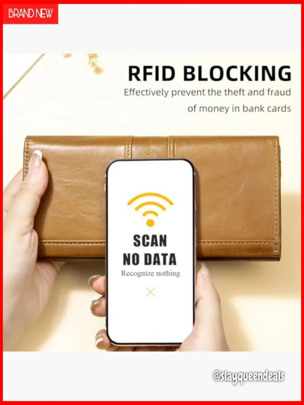 RFID Blocking Genuine Leather Bifold Wallet with Coin Pocket ID Window